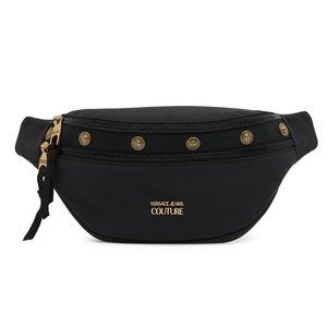 Versace Unisex Black Nylon Belt Bag with zipper closure pocket NWT